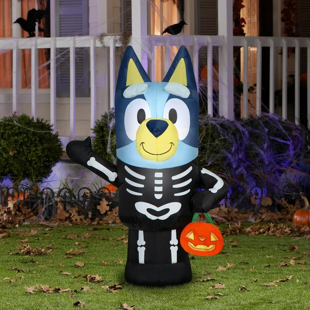 Bluey Halloween Skeleton Inflatable 3.5‎ FT Tall Lights Up Airblown Gemmy 651122
